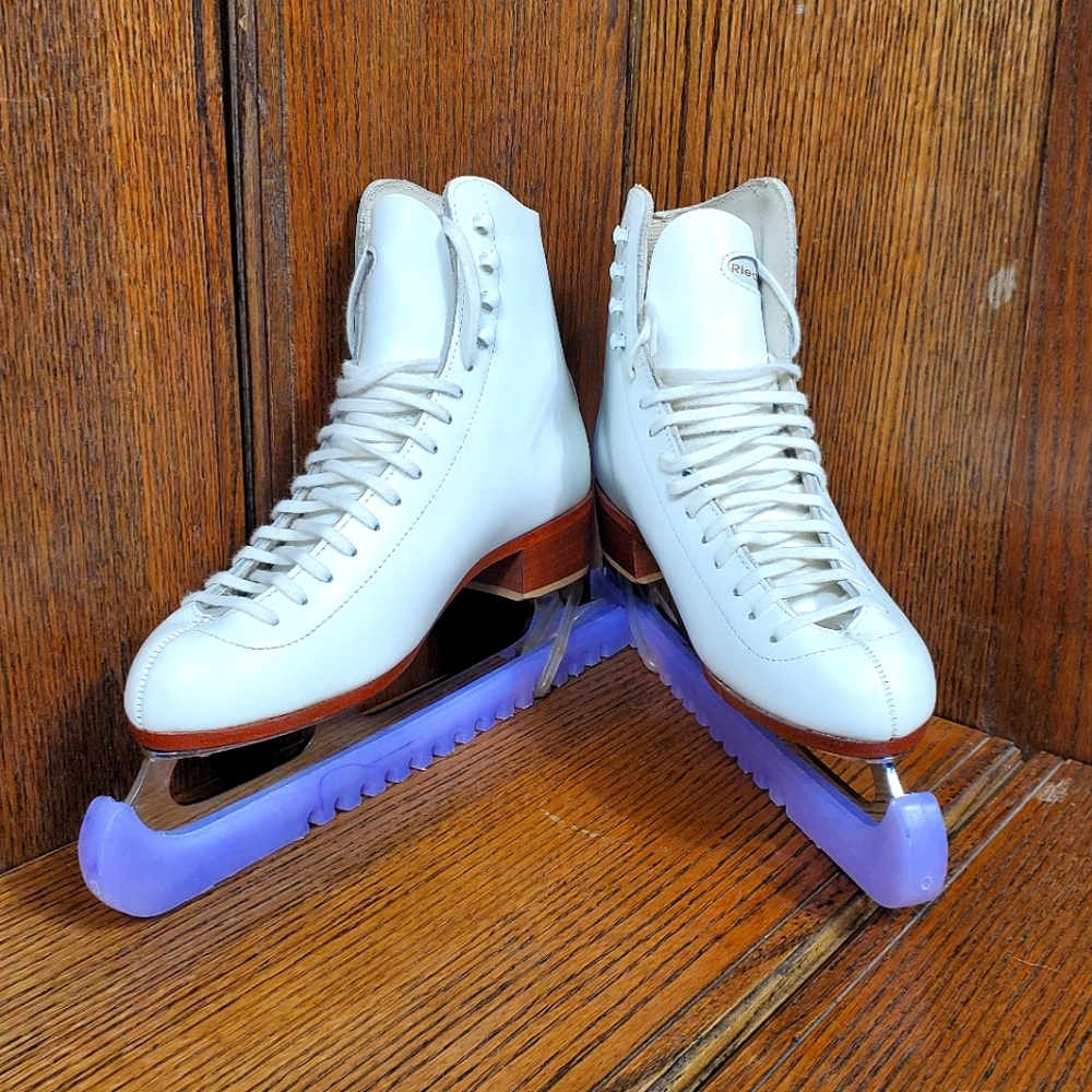 7.5 Riedell figure skates white leather lace-up vintage classic feel
